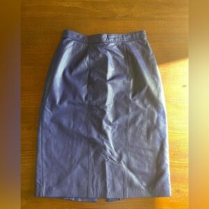 Vintage purple leather pencil skirt